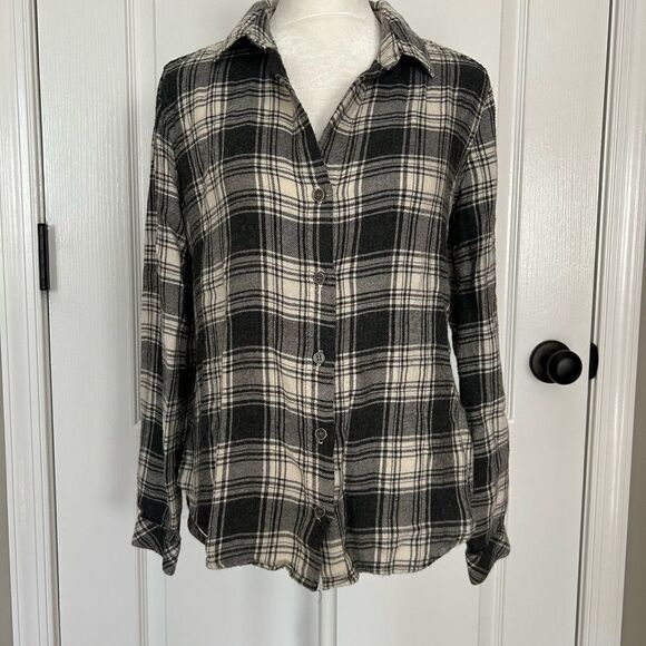 Bella Dahl Tops - Bella Dahl Women’s Gray Plaid Button Down Flannel 100% Rayon Size Extra Small